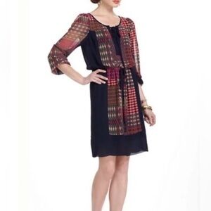 Anthropologie Black and Red Patterned Mini Dress